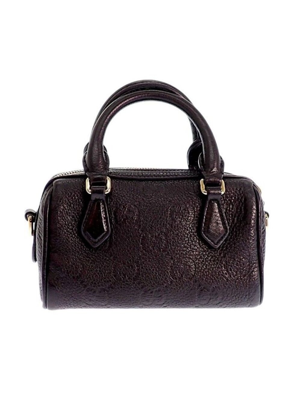 Gucci GG Embossed Mini Boston Bag Aaeem 2-Way Calfskin Black Gold